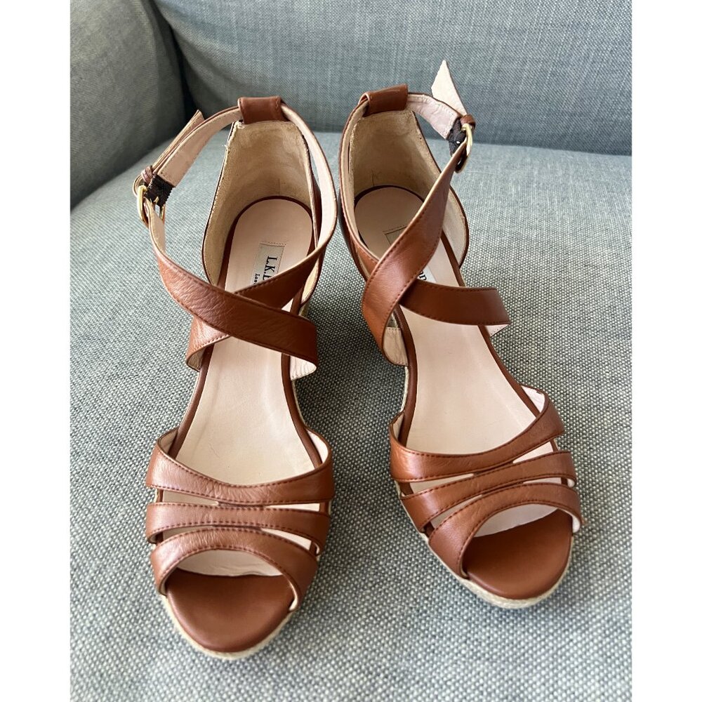 LK Bennett Priya Espadrille Wedge Sandal in Brown; Size 6.5 EU 37.5  EUC - Picture 2 of 10